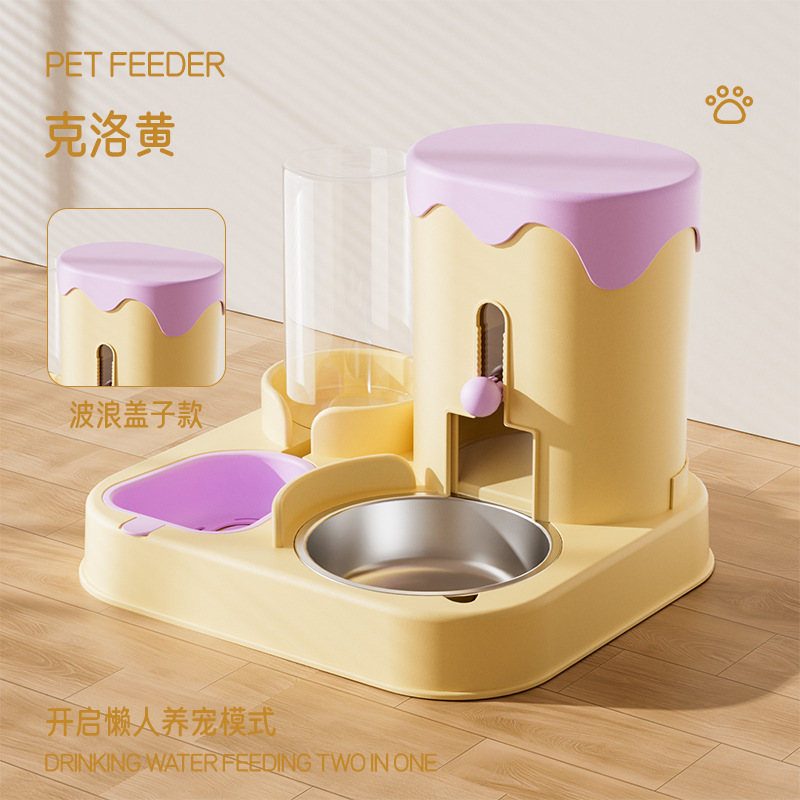 Taco para gatos, tazón para perros, alimento para gatos, alimentador automático para gatos, agua potable integral, tazón para gatos, agua potable para mascotas, suministros de tazón doble