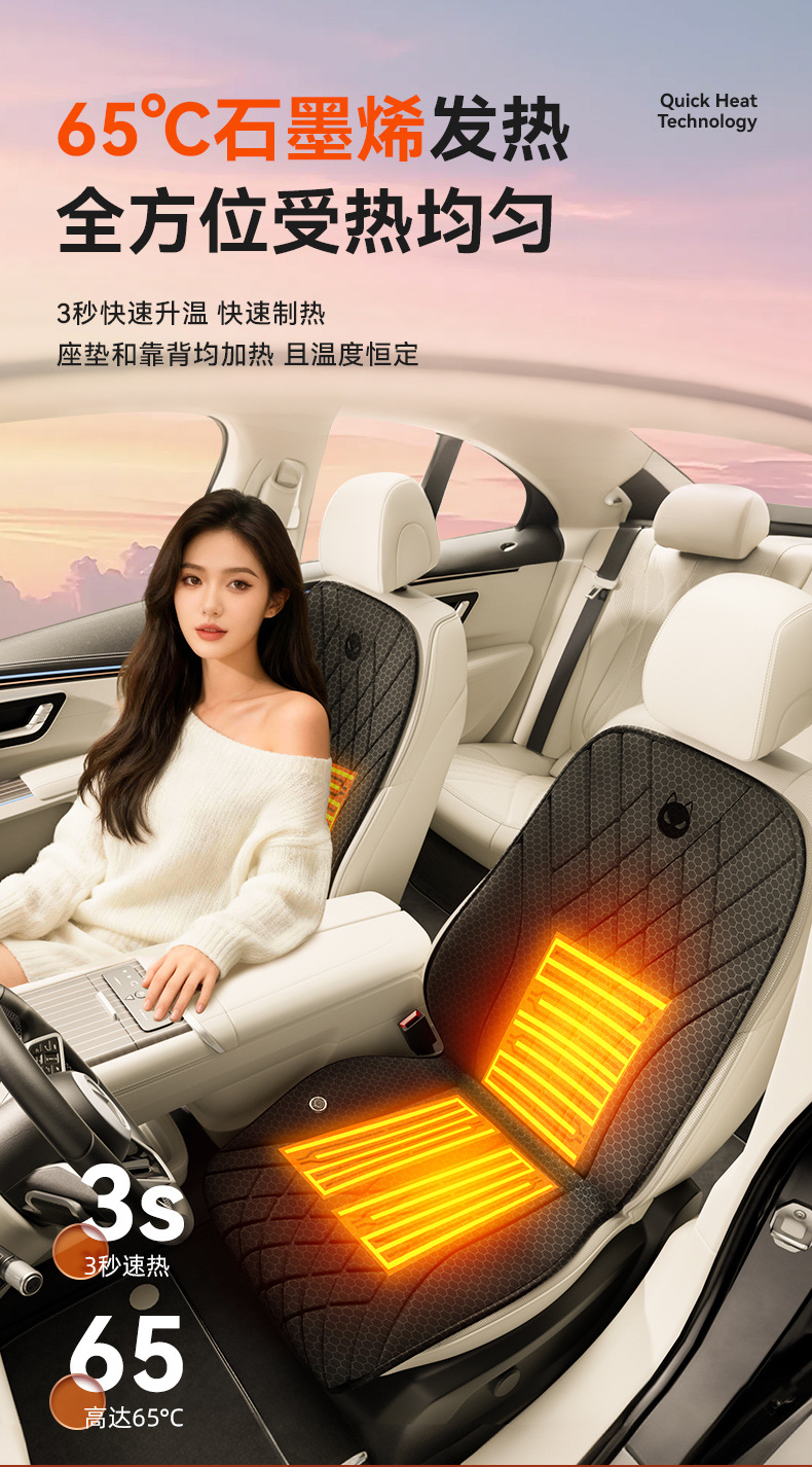 25 Years New Winter Superconducting Graphene Heating Imitation Snow Ferret Velvet Car Seat