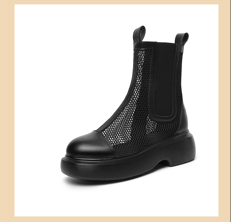 Boot lưới nữ cổ thấp thoáng khí mùa hè phong cách Martin — Màu đen chi tiết 23