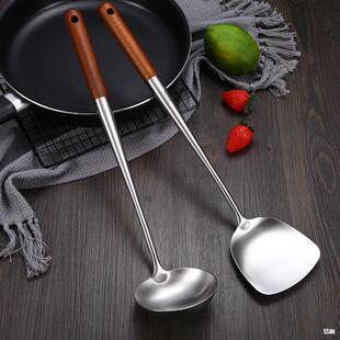Stainless Steel Frying Spoon Household Spatula Colander Spatula Set Shovel Spoon Colander Rosewood Frying Spatula Soup Spoon Kitchen Utensils