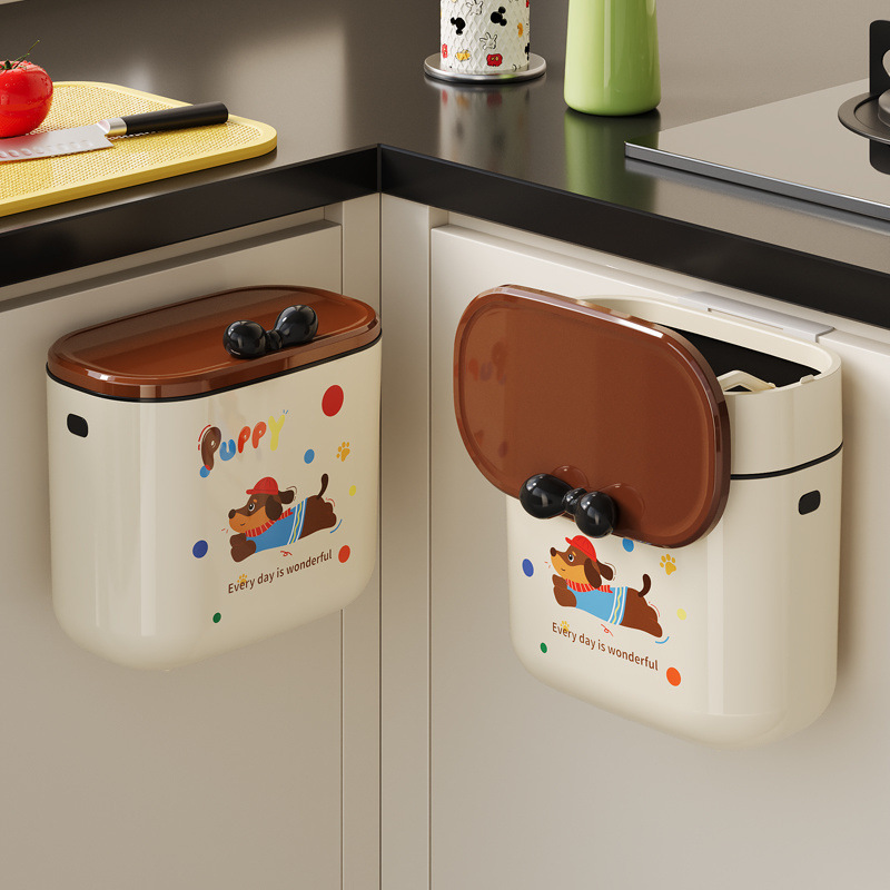キッチンゴミ箱、家庭用腰痛専用壁掛け蓋付き、リビングルーム、キッチン廃棄物、バスルーム、トイレ収納用ペーパーバスケット|undefined