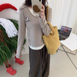 25韩系Kitty猫假两件拼接长袖针织衫女冬设计感小众修身显瘦上衣