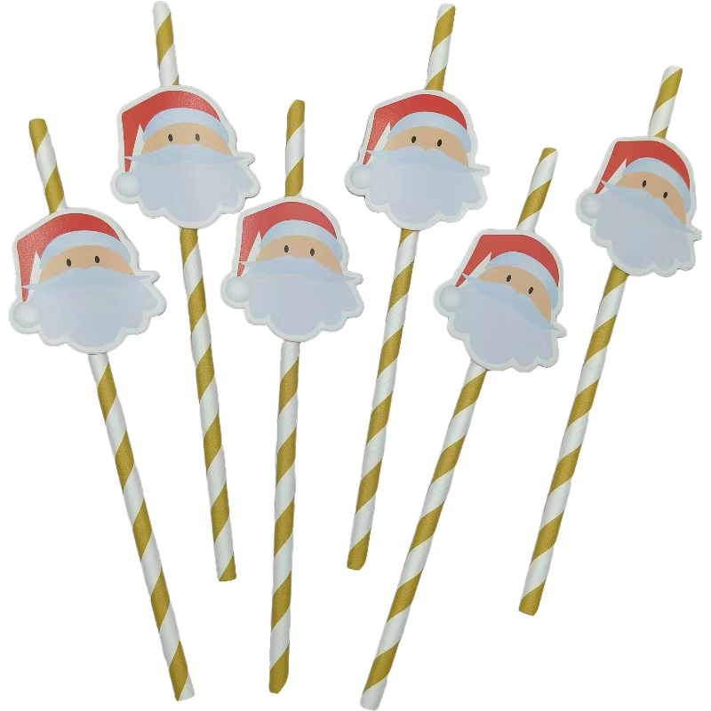 Papá Noel Papá Noel muñeco de nieve fiesta decoración postre pastel cóctel bebida paja image 6