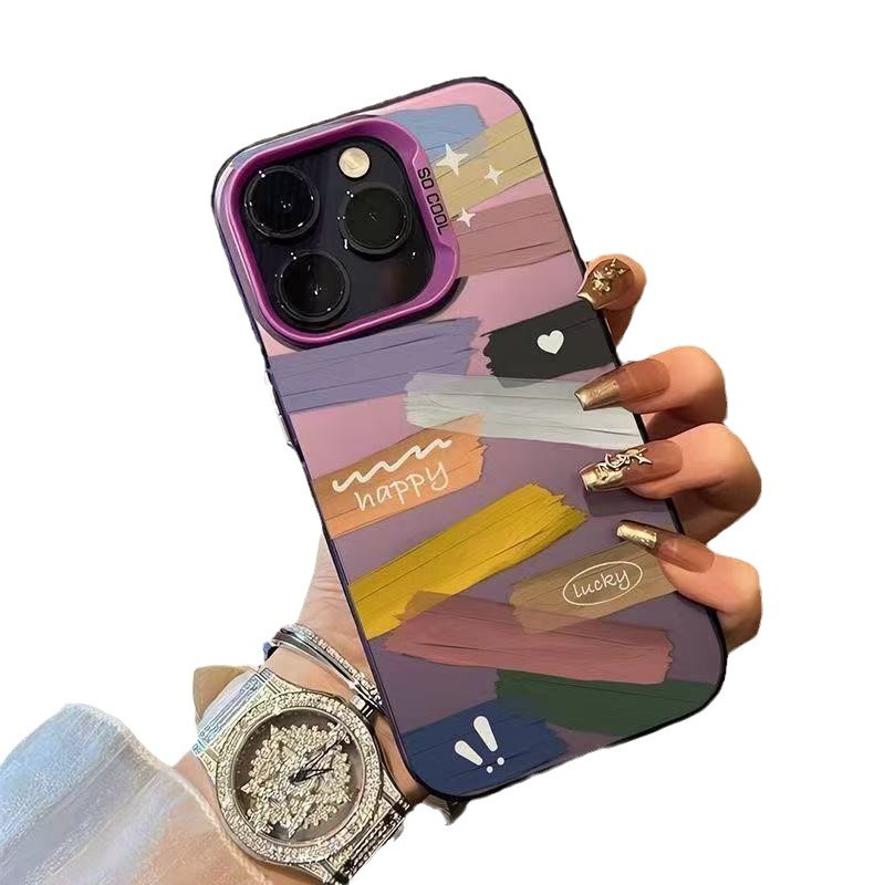 La marca de moda de pintura al óleo en color transfronterizo es adecuada para la carcasa del teléfono móvil Apple 16promax, sentido avanzado 15/14/13 Europa y América 12