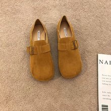 复古包跟软底勃肯鞋女2025新款牛津软皮一脚蹬森系圆头休闲单鞋女