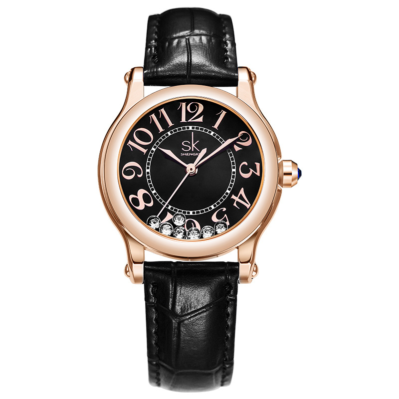 SK肖家ダイヤモンド女性手腕時計防水小衆軽豪華真皮ベルト金石英時計クロスボーダー代発腕時計女性