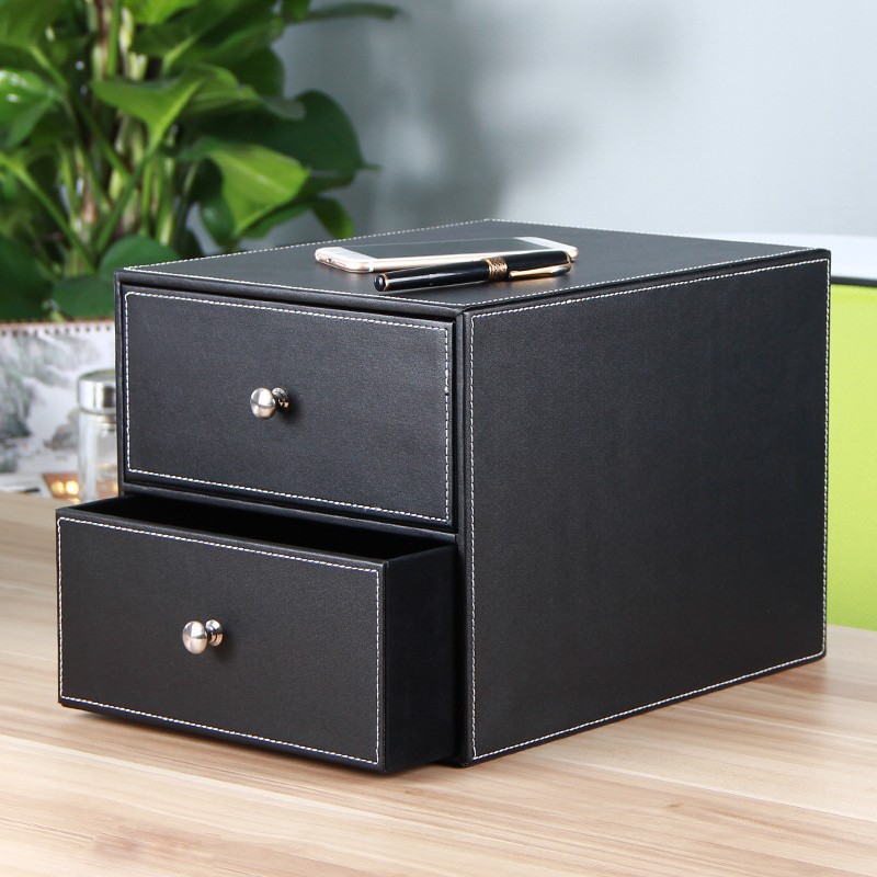 Entreprise de fichier financier bureau bureau facture armoire organisateur avec tiroir en cuir articles divers boîte de rangement