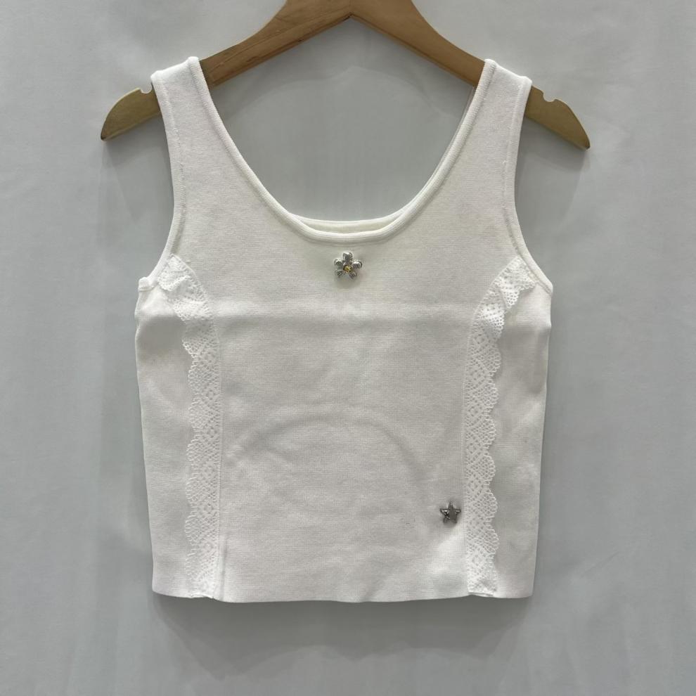 Trendy Brand Knitted Sleeveless Vest With Logo Stars, Slimming And Versatile Brand Logo Women's Top, New Summer 2026 Model_ecoleips.com