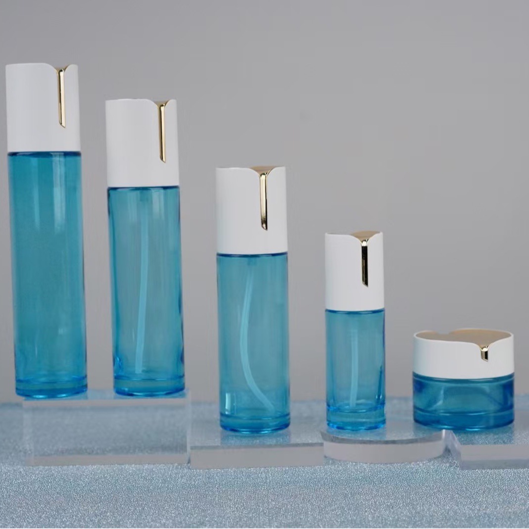 现货透明玻璃套装瓶膏霜瓶精华瓶乳液瓶化妆品分装瓶