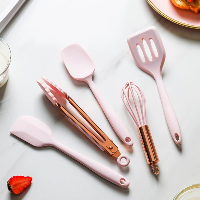 Small silicone kitchenware, set, toy, 5 pieces