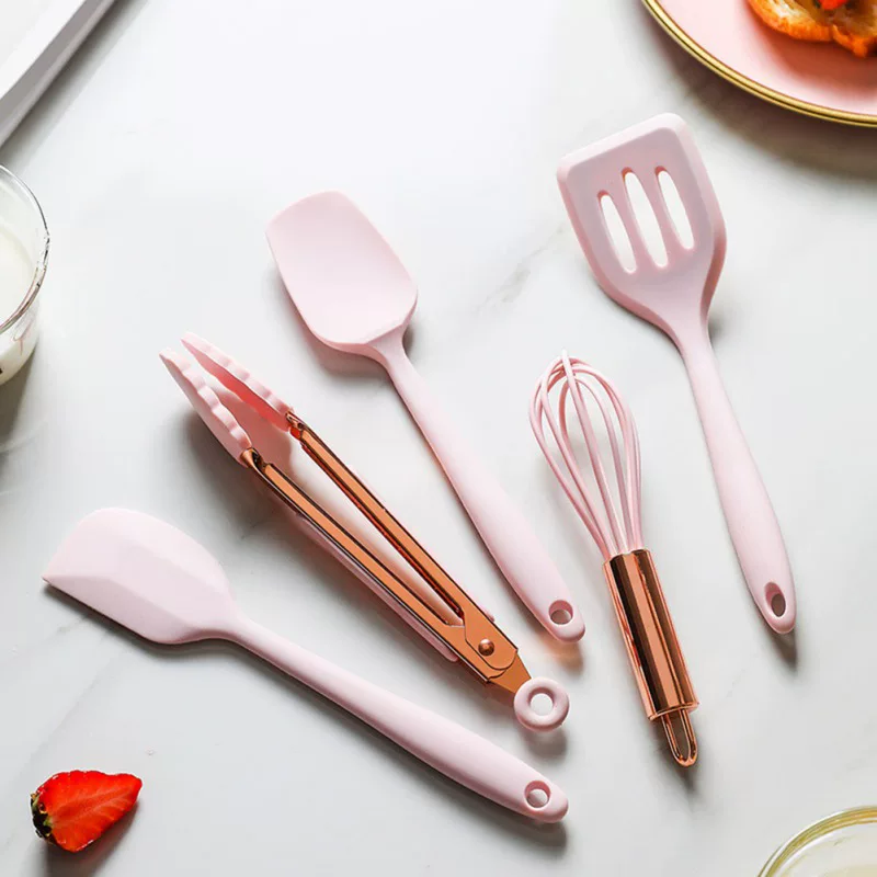 Small silicone kitchenware, set, toy, 5 pieces