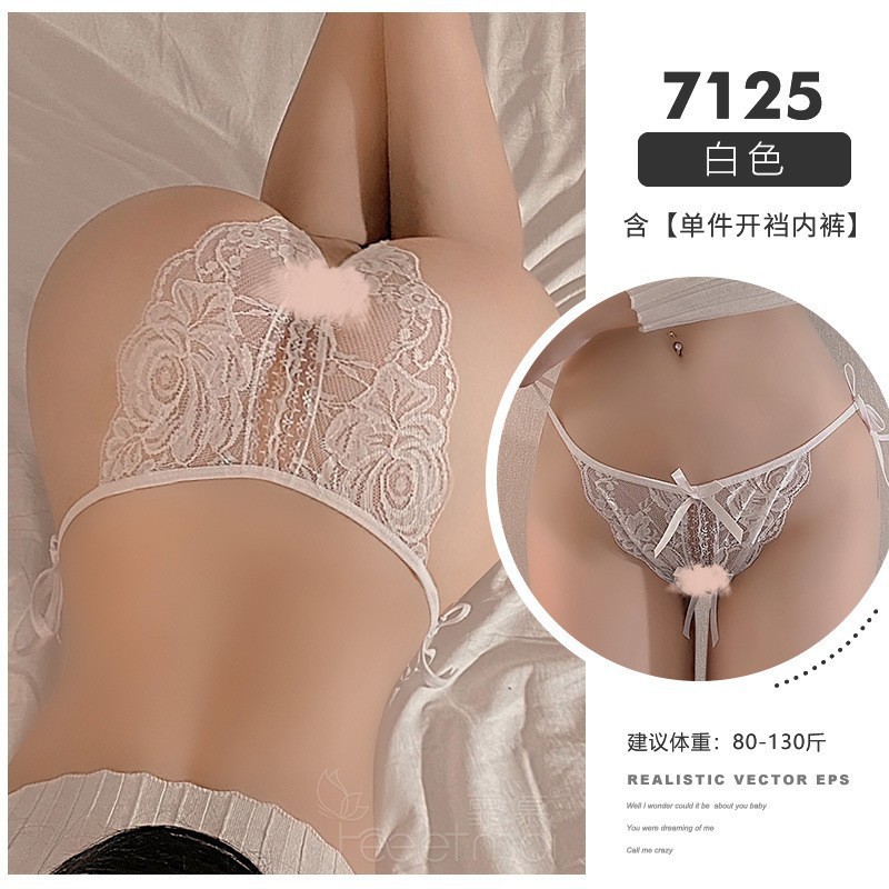Lingerie sexy de mujer de tamaño grande, entrepierna abierta, pantalones en T, perspectiva de seducción, ropa interior pasión al por mayor