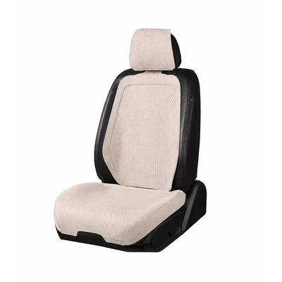 breathable saddle-style car seat pad, Seat cushion, seat cover - vanilla-rice-front-row-single-seat