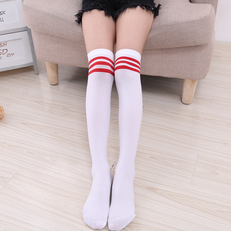 JK calcetines japoneses sobre la rodilla calcetines de mujer de estilo coreano de longitud media calcetines altos antideslizantes medias de terciopelo blanco estilo universitario
