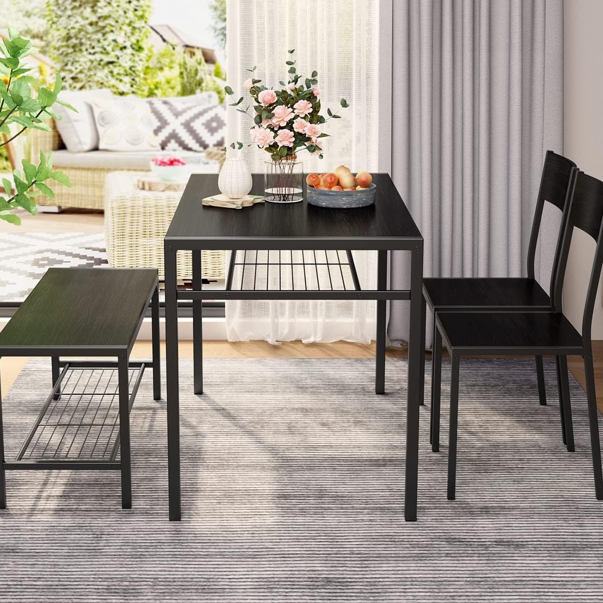 Kitchen Table and 2 Chairs for Small Space Apartment Dining Table Set, Minimalist Dining Table Chairs for Dining Room