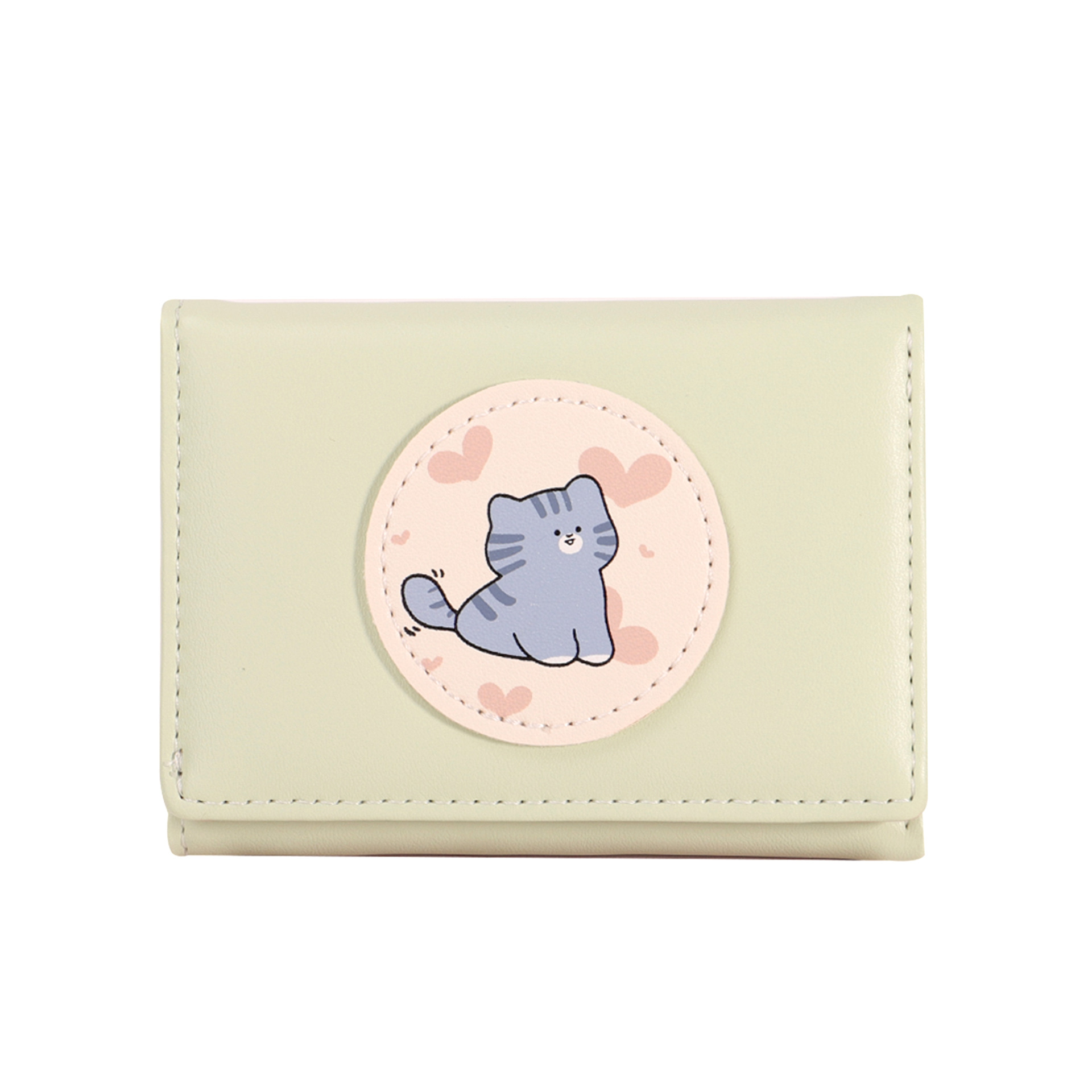 2025 nuevo producto amor pequeño ultra delgado tres carteras plegables mujeres de alto nivel sensación macaron gatito cartera de dibujos animados corta