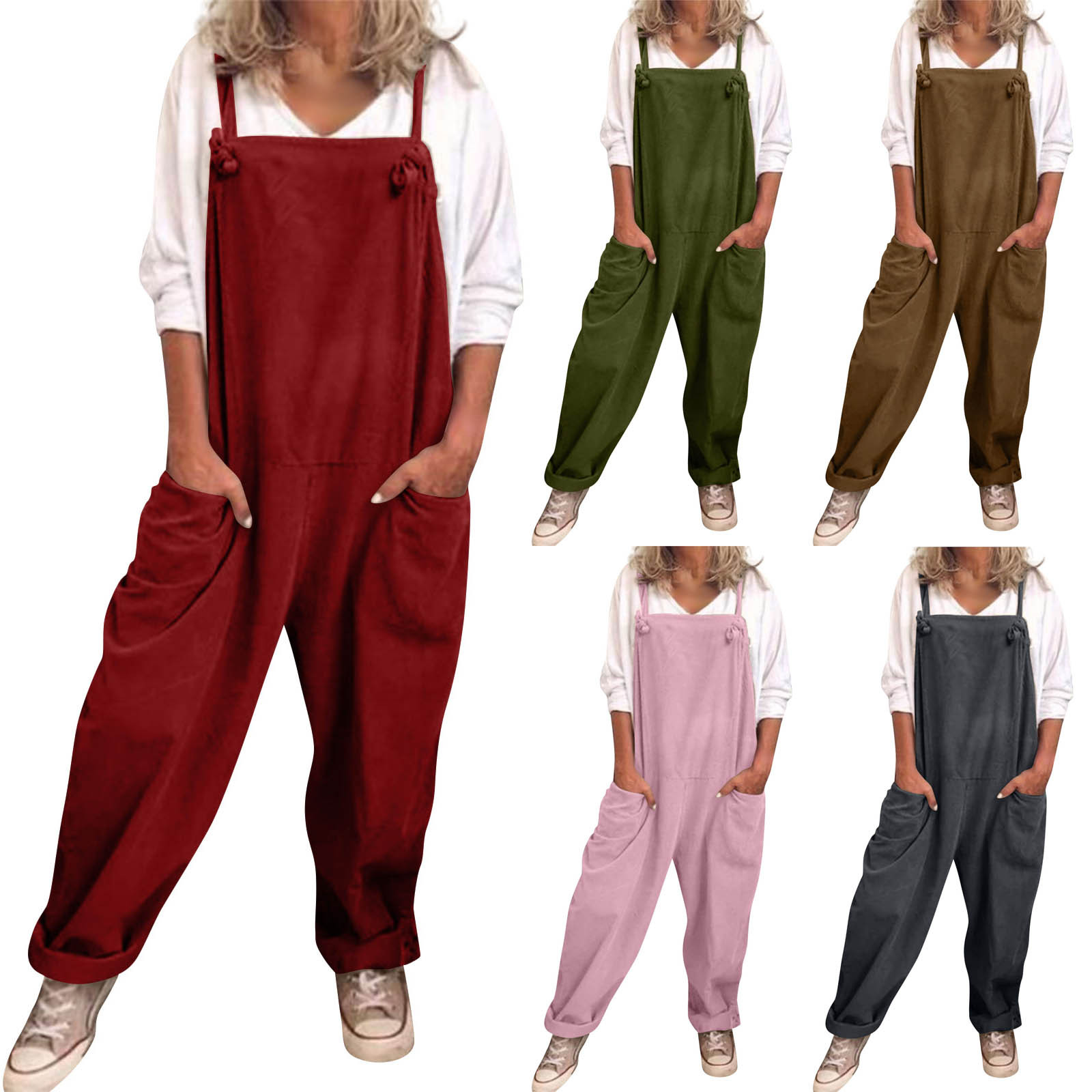 2020 Amazon wish New Solid Color Strap Casual Pants Women's Pants 9626#