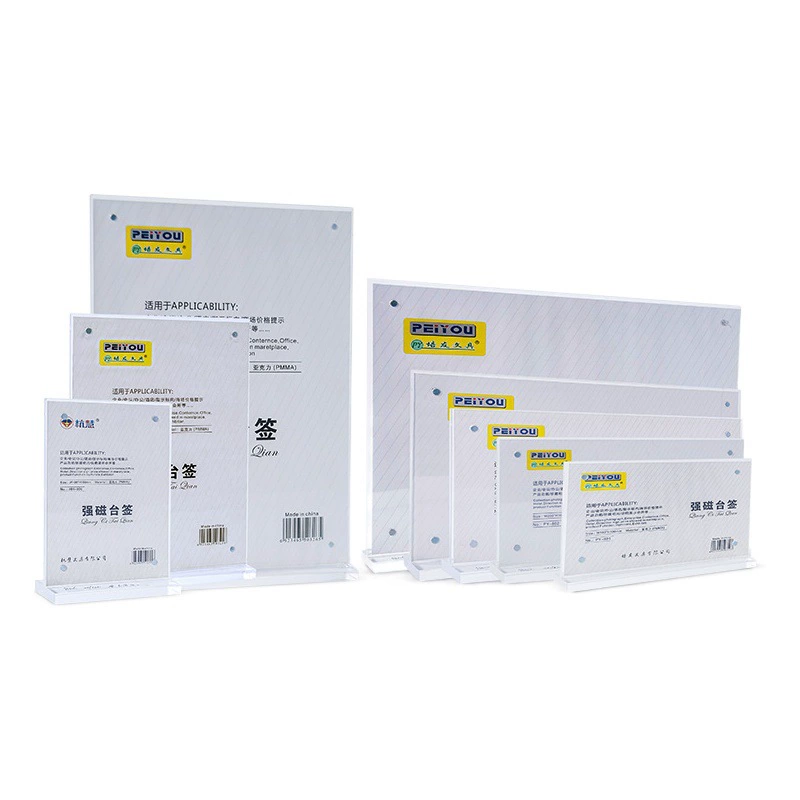 Акриловый Настольный знак Т-образный дисплей настольная карта Прозрачная Карта еды сильное магнитное отверстие и закрытие оптом