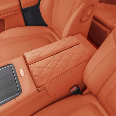 Suitable for Wenjie M9 Armrest Box Cover Leather Central Storage Booster Pad Storage Interior Modification Car Supplies Accessories (Armrest box pad) - red-tea-orange