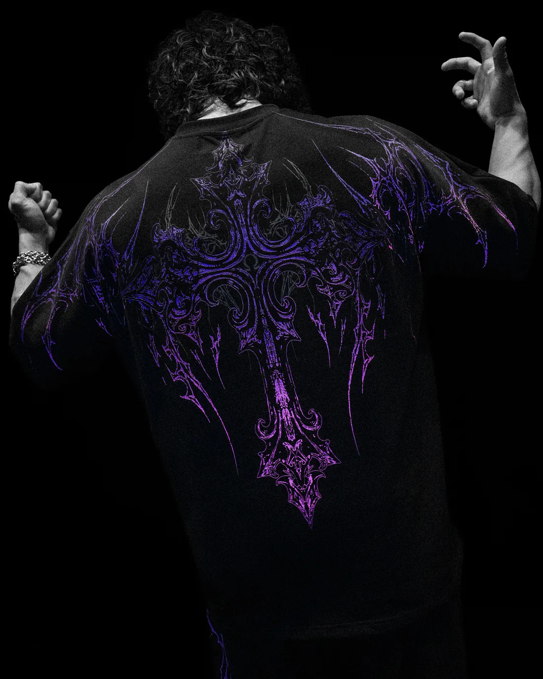 Breathedivinity Men's Oversized T-Shirt Dark Style American Trendy Brand Sports Casual Cotton Printed Short Sleeve 008_viptrois.com