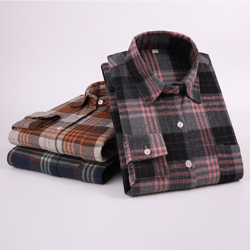 2025 New Men's Checkered Shirt Spring Long Sleeve Cotton Casual Trendy Men's Shirt Blouse Jacket Wholesale