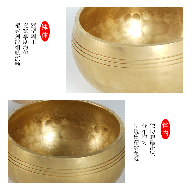 Singing bowl therapy tools Nepal singing bowl mini small singing bowl pure copper 3-piece set includes bowl cushion and striker