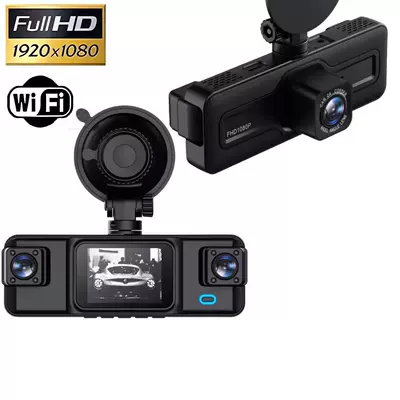 New cross-border dashcam with HD 1080 four-camera recording, WiFi mobile phone connectivity, reversing image, night vision, and four lenses (Driving recorder) - three-lens-wifi-version