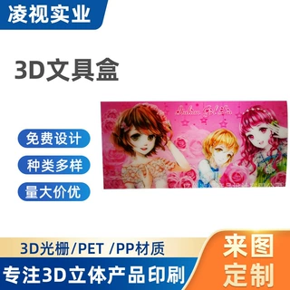 PP PET立体光栅印刷 卡通动漫游戏 文具盒3D插片-美少女