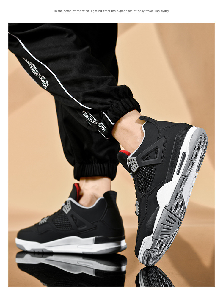 Giày thể thao nam AJ4 phong cách đường phố, sneaker unisex dễ phối đồ — AJ4 đen xám chi tiết 22