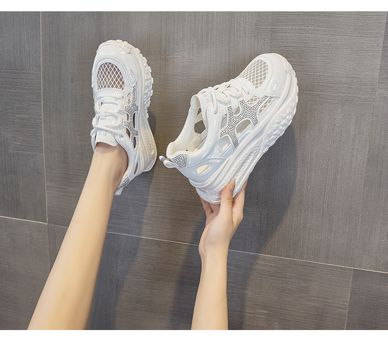 Giày sneaker chunky nữ đế dày mặt lưới thoáng khí phong cách thể thao — M2877 màu be, M2877 màu xanh lam, M2877 Màu tím chi tiết 10