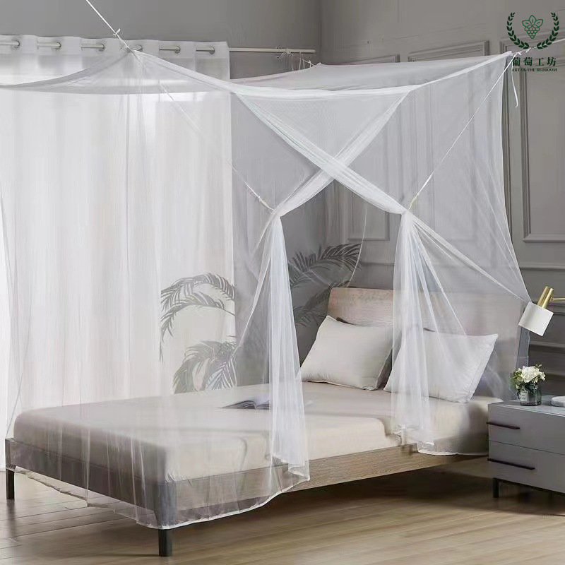 Larga mosquitería doméstica dormitorio rural cama antigua puerta de factura cuadrada 2m x 1.8 ancho 1.5 ancho engrosado cifrado sin instalación