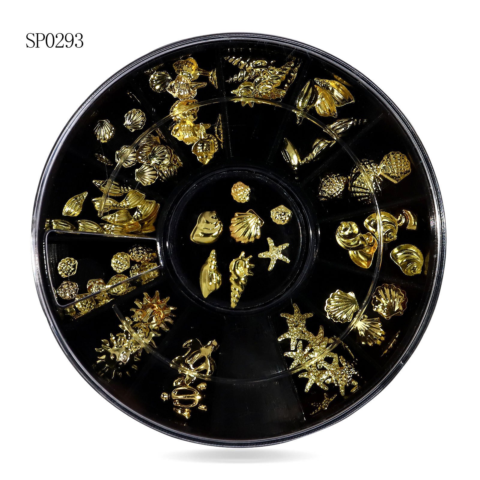 Joyería de uñas transfronteriza de uñas de aleación de color mágico plano Diamante de forma especial blanco AB rhinestone joyería 12 rejilla giratoria al por mayor