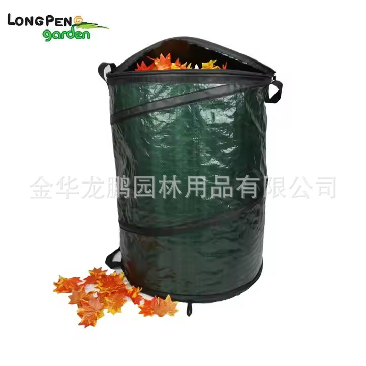 Factory Customized Pop-Up Outdoor Indoor Use Pe Camping Style Trash Can Garden Leaf Bag Foldableable Spring Bucket