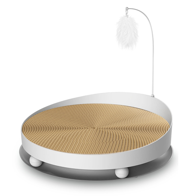 Venta al por mayor tablero del rasguño del gato grande brújula redonda reemplazable papel corrugado plástico gato nido resistente a los arañazos gato suministros juguetes para gatos