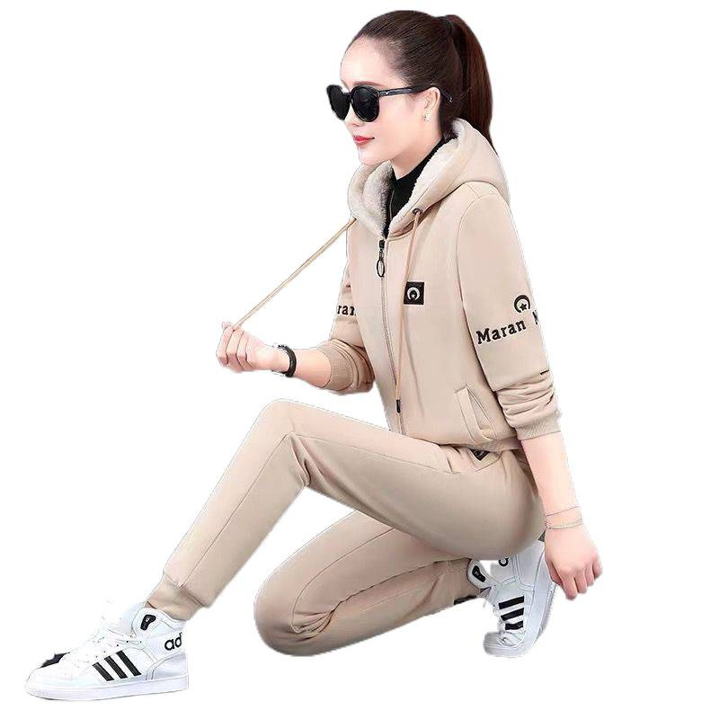卫衣新款两件套女秋冬季韩版保暖休闲套装大码运动服|undefined