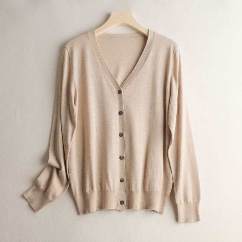 Mulberry Silk Knitted Cardigan Women's Spring and Autumn New Commuter Jacket Loose Casual All-match Top Women's Clothes