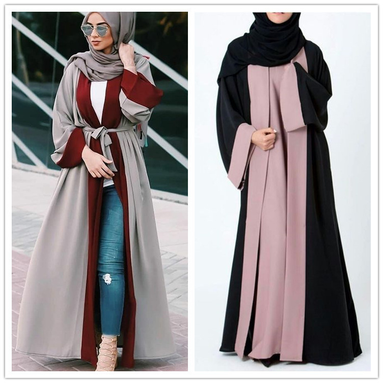 M111# Fashion Muslim stitching robe Turk...