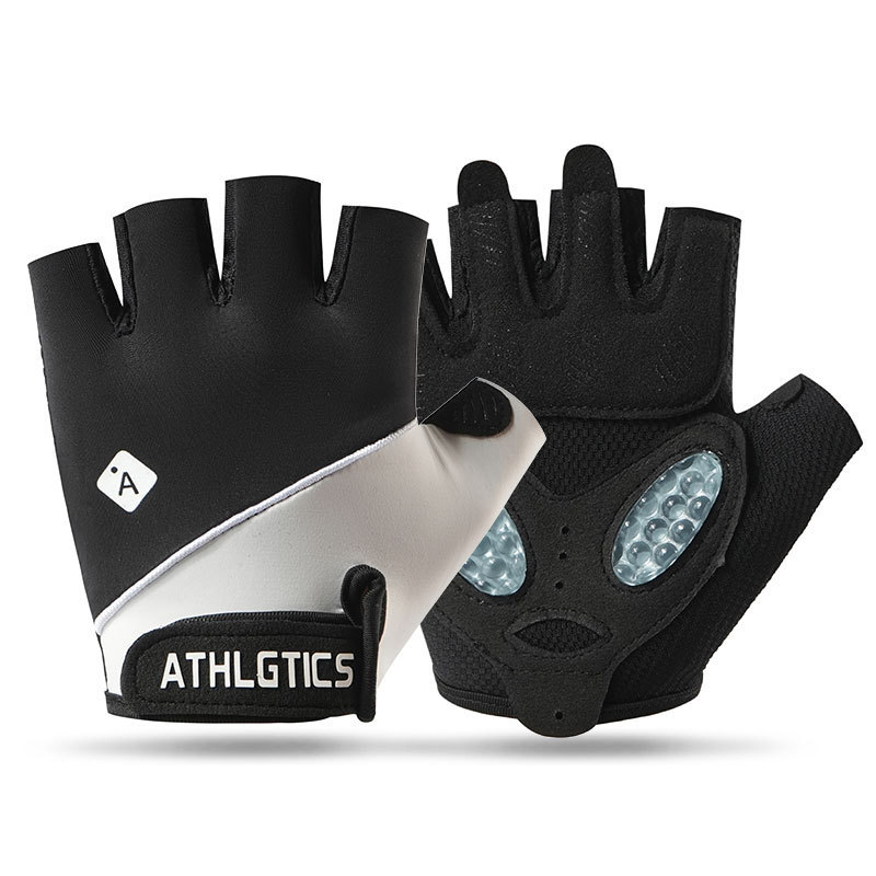Guantes de gimnasio para hombres y mujeres para montar al aire libre respirado hielo antideslizante desgaste líquido de silicona guante de medio dedo deportivo