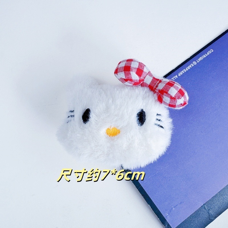 可爱日系卡通草莓蝴蝶结KT猫发夹毛茸甜美少女心发绳DIY发饰配件|undefined