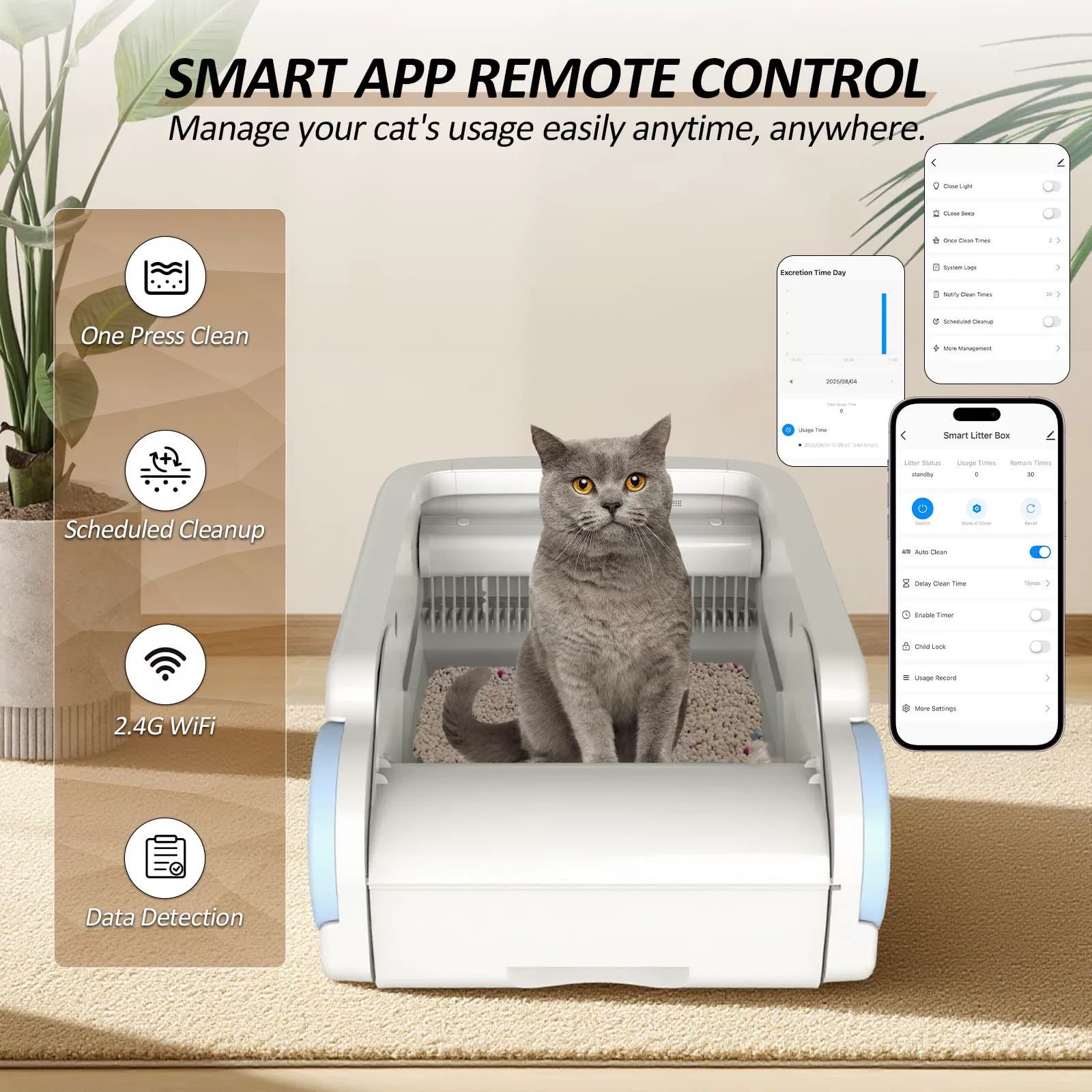 Автоматическая лопатка фекалий кошачий песочницы для домашних животных кошачий умный кошачий шкафчик чистящее оборудование для защиты от брызг кошачий туалет Wi-Fi контроль