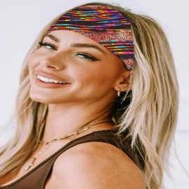 欧美头巾女士新款印花宽边头带瑜伽运动波西米亚风弹力束发带批发