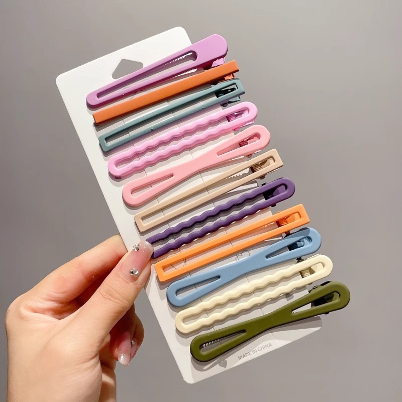 Clip de cabello de color lindos para mujeres bordas laterales frangeas de alta sensación de clip de borde de la frente rotura cabello de boca de pato tocado