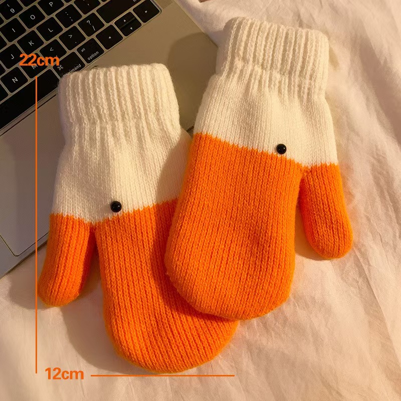 fleece-lined thickened cold protection student creativity funny big goose wool mittens women‘s autumn and winter warm warm warm