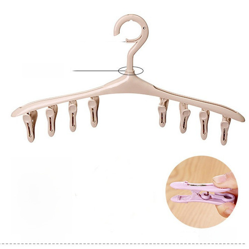 Multi-purpose 8-clamp hanger plastic windproof clip sock underwear drying rack baby children small items drying rack