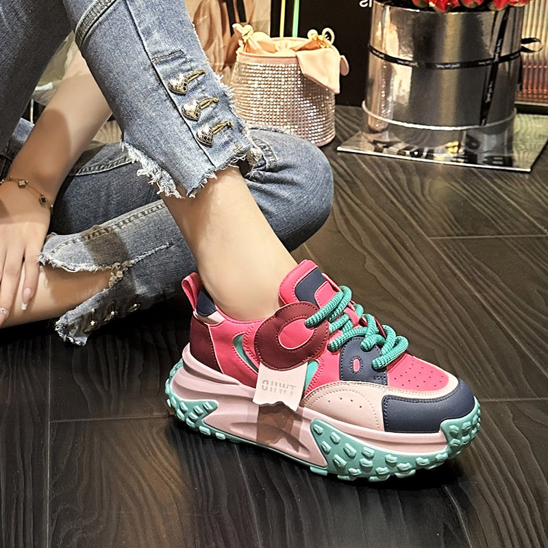 Women's Dad Shoes 2024 Autumn New Thick-Soled Genuine Leather Sports Casual Shoes Breathable Versatile Popular Style Height-Increasing Women's Shoes Women's Dad Shoes 2024 Autumn New Thick-Soled Genuine Leather Sports Casual Shoes Breathable Versatile Popular Style Height-Increasing Women's Shoes