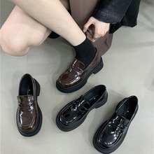 厚底乐福鞋女鞋2025秋季新款橡胶软底英伦风百搭小皮鞋中跟单鞋