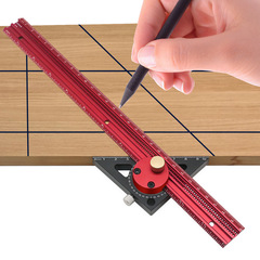 Woodworking marking ruler T ruler aluminum alloy hole ruler crossing line ruler 360 degree rotating drawing line ruler right angle ruler backing ruler