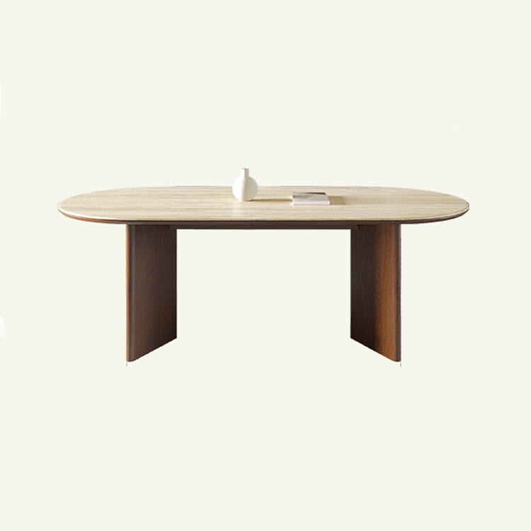 2024 nuevo estilo francés simple tabla de roca de madera sólida combinación de mesas de comedor de sala de estar rectangular pequeña casa mesa de comedor