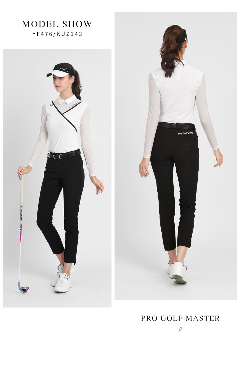 Áo thun golf nữ dài tay mùa hè dây lưng thun thoáng khí — YF476-Đen, YF476-màu trắng chi tiết 7