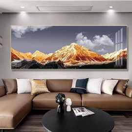 整张轻奢大气客厅装饰画背靠金山办公室山水画沙发背景墙风景挂画